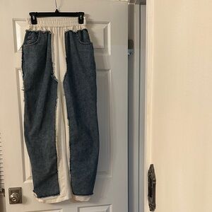 Stylish Denim and White Contrast Pants